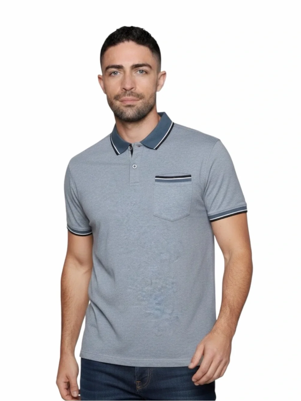 Banana Republic Luxe Touch Performance Polo Shirt Blue Trim Pocket Men XL Cotton